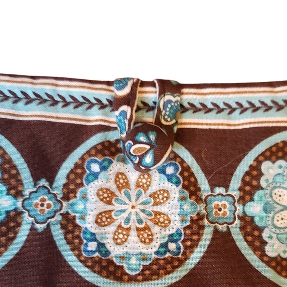 Vera Bradley Quilted‎ Tote Bag Brown Blue Floral Print Button Closure